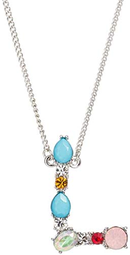 Preisvergleich Produktbild CKAWM Halskette L - Frauenbuchstaben Alphabet Initial DIY Name Halskette Anhänger Zirkonia Schlangenkette Halskette Geschenk