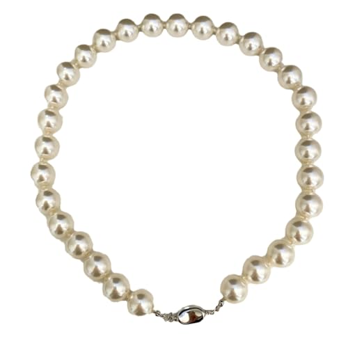 Collier pour femme plaqué argent perles mode grise et blanche