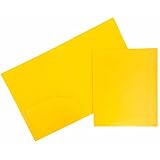 JAM Paper® Heavy Duty Plastic 2 Pocket Presentation School Folders - Yellow - Sold Individually