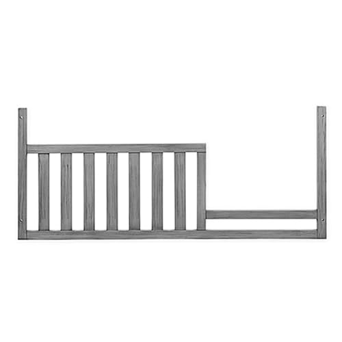Image of Toddler Bed Safety Guard Rail for Oxford Baby, Soho, Ozlo & Avalon Baby Convertible Cribs - Solid Wood Rail for Toddler Bed Conversion - Safety Rails for Children (Brushed Grey, Option 1)