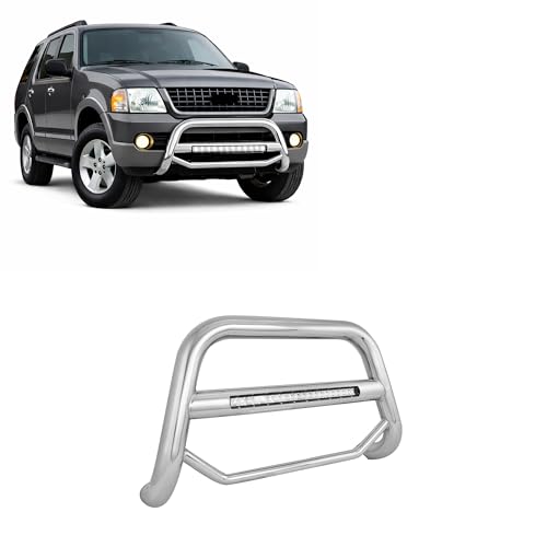 Image of Black Horse MAX Beacon Bull Bar No Skid Plate Stainless Steel Compatible with 2002-2005 Ford Explorer|2002-2005 Mercury Mountaineer-MAB-FOB2901S