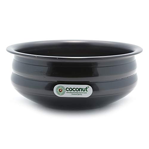 Image of Coconut Hard Anodised Urli Pot Ringer Shape Cookware /Kitchenware Handi - 1 Unit, Capacity - 2.5 litres, Black - Dimension - 25 Cms