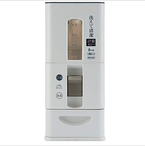6kg Kitchen rice storage bucket container box automatic rice dispenser bin - (Size: 6kg, Color: White)