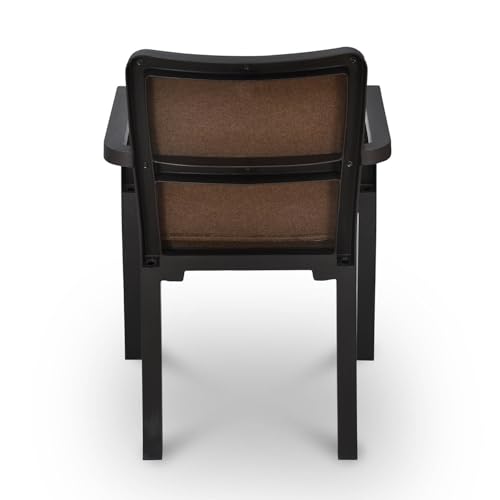 Image of Nilkamal Luxe Full-Back Cushioned Plastic Arm Chair | Stackable Chair | for Home, Living Room, Office, Outdoor, Balconies | Season Rust Brown & Dark Beige