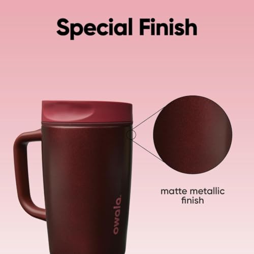 Image of Owala SmoothSip Slider Stainless Steel Insulated Travel Mug with handle, 100% Leak Proof, For Hot and Cold Drinks, Travel Friendly with Sliding Lock Lid, 12oz, BPA Free, Leak Proof, Black Cherry
