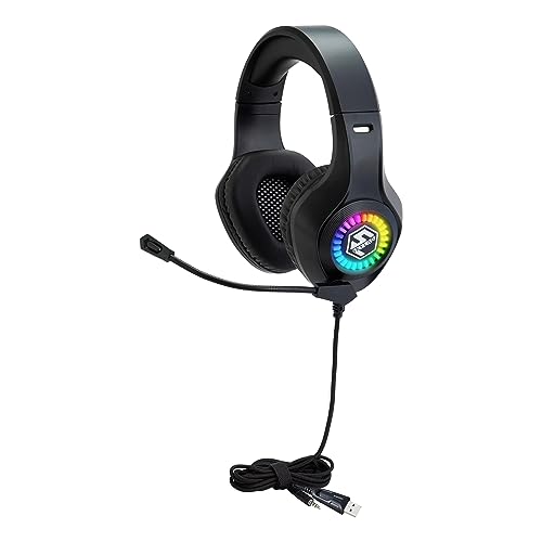 Image of Egghead Skylab Gaming and Multimedia Headset with Noise-Reducing Headphones and LED Lights, Ergonomic Noise Cancelling Gaming Headset with Mic, Black