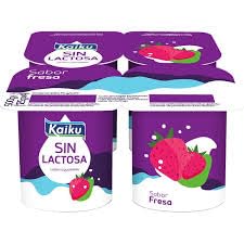 (6 PACK) de 4 x 125 g. KAIKU Yogur sin lactosa con varios sabores (Refrigerado) (FRESA)