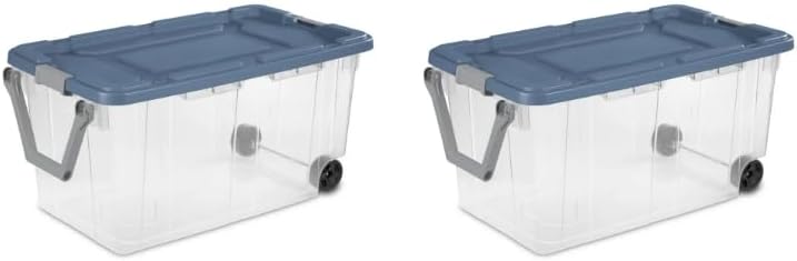 40 Gallon Heavy-Duty Plastic Storage Bins, 2 Pack Container Totes with Durable Lid and Secure Latching Buckles, Stackable, Tough Storage Containers for Garage and Office, Clear