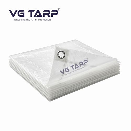 Image of 250 GSM HDPE Tarpaulin 6 X 9 Feet I Heavy-Duty Waterproof Non-Filler Sheet for Car Parking Shed, Tin Shed, Bike Cover, Outdoor Rainproof Tent, Garden, (Transparent) Eyelet on Every Corner