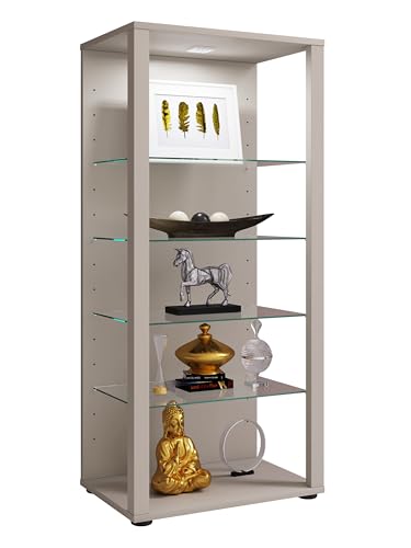 VCM Glasvitrine stehend, Vitrine Glas mit ESG-Sicherheitsglas, Maße ca. H. 115 x B. 52 x T. 35 cm, Standvitrine Glas, Modern und platzsparend, Glas Vitrinenschrank – Glasol LLL