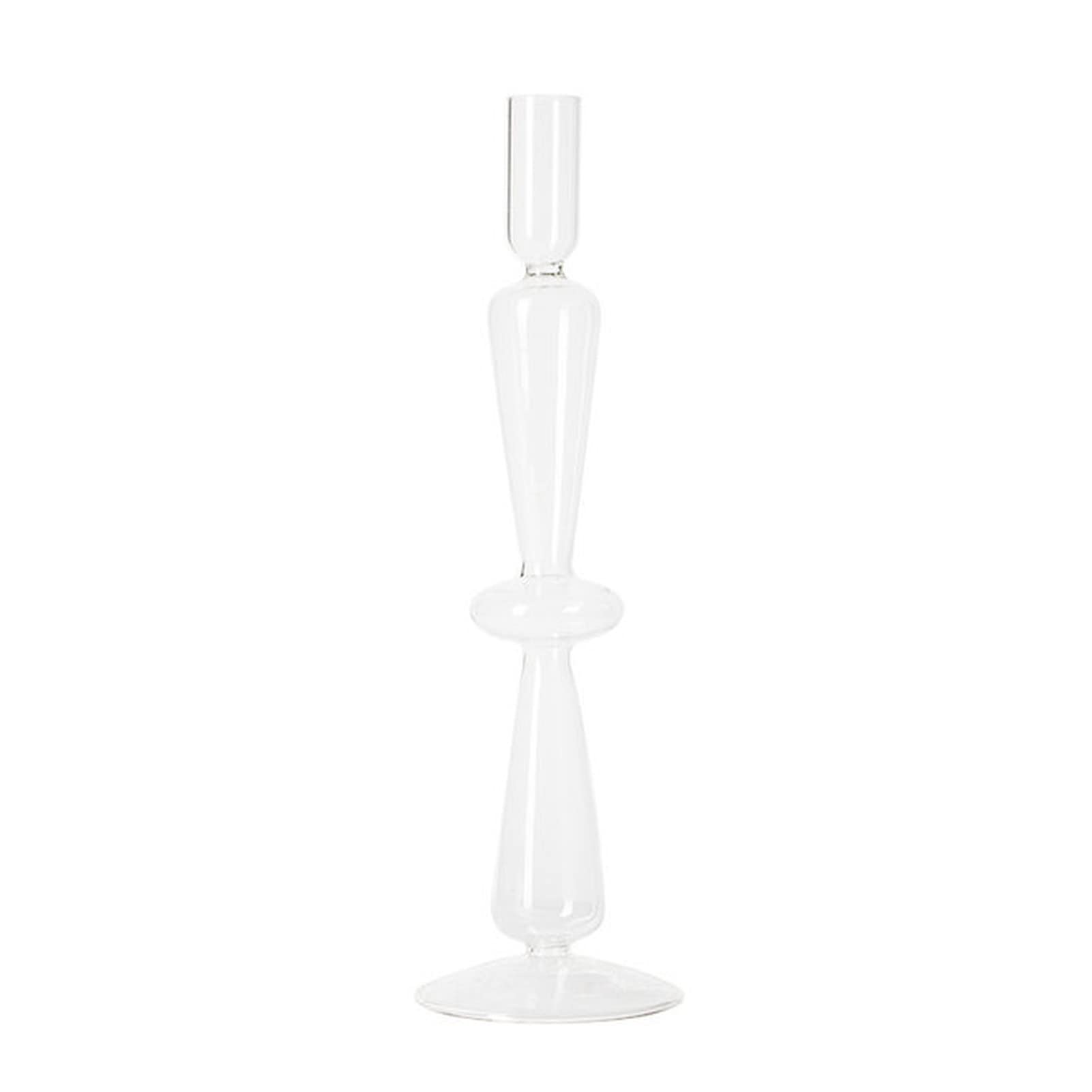 Fnnemg Pink Candlestick Holders Clear Glass Candle Holder Pillar Or Taper Candlesticks Holder Wedding Table Centerpieces Nordic Home Decor Tall Candlesticks (Size : A Clear)