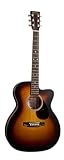 Martin OMC-10E Modern Burst Road Series Acoustic-Electric Guitar – 1935 Sunburst Spruce Top & Sapele | Satin Finish | E1 Electronics with Built-In Tuner | Softshell Case Included (Right)