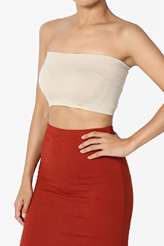 Image of TheMogan Women's Seamless Bandeau Bra Tube Top Strapless Nylon /Span Stretch Bralette