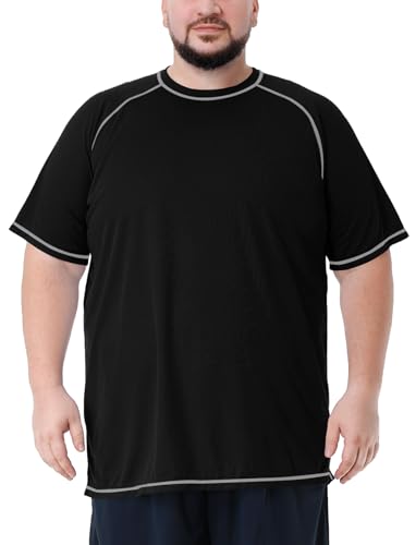 Mens Big and Tall Swim Shirt Sun Protection UPF 50+ Rash Gard Quick Dry T-Shirt