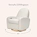 Babyletto Nami Electronic Power Recliner and Swivel Glider with USB Port in Ivory Boucle with Light Wood Base, Greenguard Gold and CertiPUR-US Certified