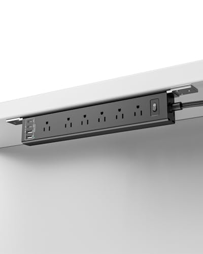 360 Mountable Surge Protector Power Strip with 4 USB Ports (2 USB C) 6 FT Electrical Outlet & Flat Plug Extension Cord for Under Desk Wall or Corner Mount
