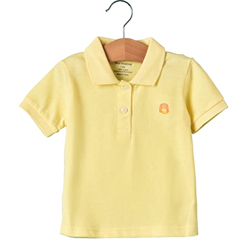 Toddler Baby Boys Girls T-Shirt Short Sleeve Polo Shirt Stand Collar Stripes Tops Tees Summer Casual Cotton Outfits Clothes (Yellow, 18-24 Months)