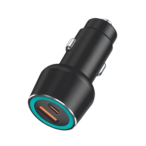 Image of GZT 55W Fast Smart Car Charger with 1.2M C - C Cable Dual Port All Metal PD Quick 25W PD /PPS +30W SuperVOOC Compatible with iPhone & Android Samsung, Vivo, Oppo & Tablets All Brand (Black)