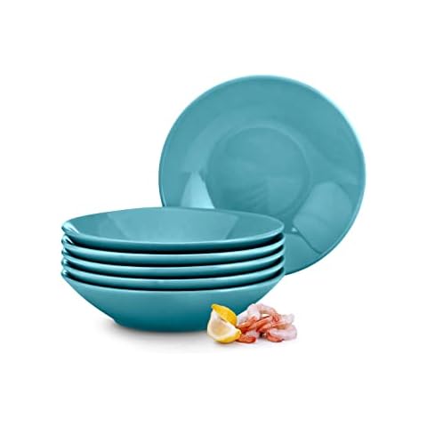 konsimo Suppenteller 6er Set Tiefteller Schale Salatteller Mikrowellengeeignet Moderne Teller Türkis 21cm Lupin Cover