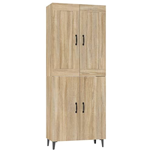 vidaXL Buffet Haut Armoire Latérale Organisateur de Maison Meuble de Rangement Salle de Séjour Intérieur Chêne Sonoma 70x34x180 cm Bois d'Ingénierie