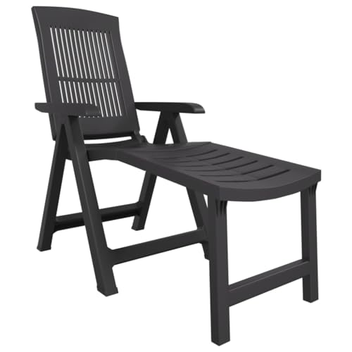 Chaise longue de jardin dossier réglable multi-position transat pliable anthracite - 4