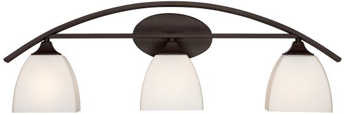 Franklin Iron Works Jenisen Arch Industrial Modern Wall Light Bronze Hardwired 29' 3-Light Fixture White Glass Shade for Bedroom Bedside Bathroom Vanity Living Room Hallway Dining House Kitchen