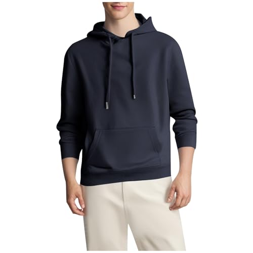 Mens Fleece Lined Hoodies Pullover Casual Long Sleeve Hood Sweatshirt Loose Fashion Fall Winter Warm Coat with Pocket