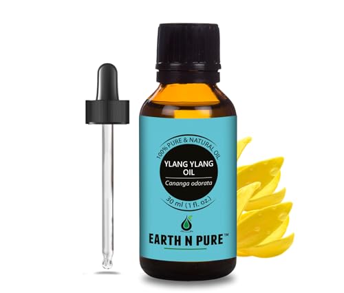 Image of Earth N Pure Ylang Ylang Essential Oil Natural and Therapeutic Grade for Aromatherapy, Hair Care and Skin Care with Glass dropper 30 ml