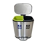 2 en 1 Clasificación de Acero Inoxidable Cubos de Basura para Interior / Exterior Pedal Tipo 2 Cubo Interior de Plástico con Tapa Cubos de Basura Cubos de Basura de Alenamiento Silencioso Cubos de Basura Papeleras de Desecho 10L / 20L / 40L / 60L.