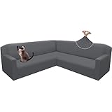 Arfntevss Corner Sectional Couch Covers L Shape Sofa Cover Magic Stretch Sectional Slipcover Set Feature Jacquard Design U Shaped Sofa Covers Living Room Soft Thickened Protector (Dark Gray, Large)
