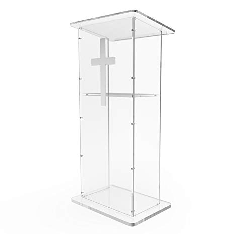 Fixturedisplays® Clear Acrylic Lucite Podium Pulpit Lectern 45" Tall 1803-2+1803Cross #TOP1