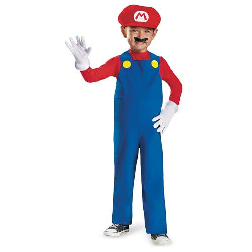 Disguise Nintendo Super Mario Brothers Mario Boys Toddler Costume | Child Mario Costume with Hat Gloves & Mustache Small (2T)