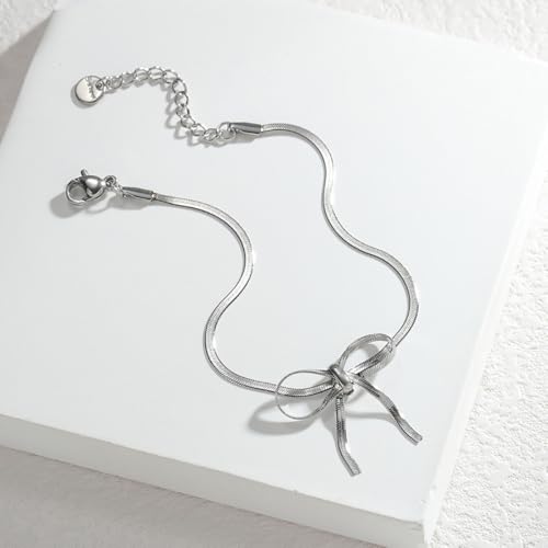 Bowknot Bracelet for Women Gold/Silver Stainless Steel Bow Bracelet Adjustable Ribbon Bow Bracelet Dainty Jewelry Gifts4