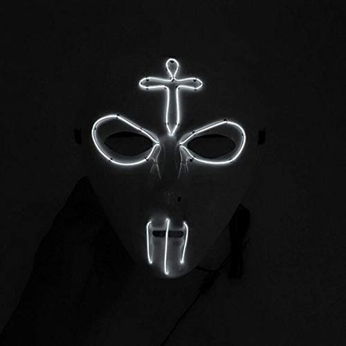 Wuudi élégante Halloween Masque, Masque de ligne de LED Lumineux Masque d'horreur pour Halloween, fête, bal masqué