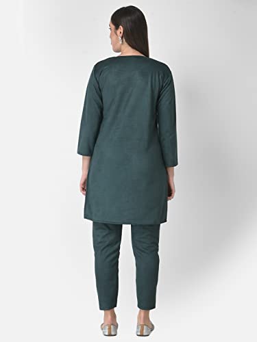 Image of FNOCKS Women's Fleece Velvet Fabric Kurta Palazzo Set with Pocket