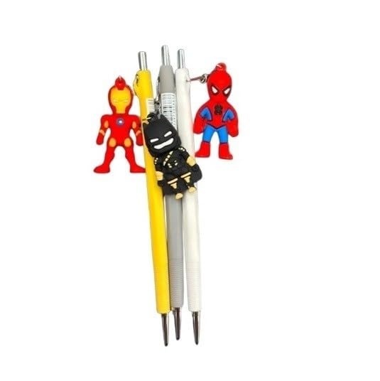 Image of ECLET Pack of 6 Designer Gel Pen Superhero Design Assorted Colours Birthday Gift Return Gifts for Kids Superhero Stationery