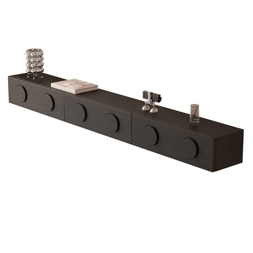 Grand meuble TV de rangement suspendu noir 180 cm pour salon