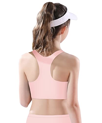 YACCA Girls Training Bra-Racerback Sports Seamless Bras for Girls，Teen Bra with Removable AA Cup Pad (Pink)