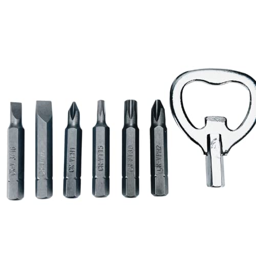 Artesia Tool 7 In 1 Small Screwdriver | Size 4.5" Long | 6 Bits Included Phillips, Flat, Torx | Bonus Bottle Opener Included | Compact And Easy To Store #TOP1