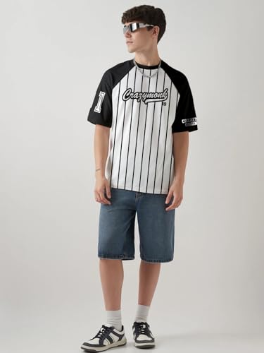 Image of crazymonk Base Ball Team Graphic Printed Oversized T-Shirt - Multi Color