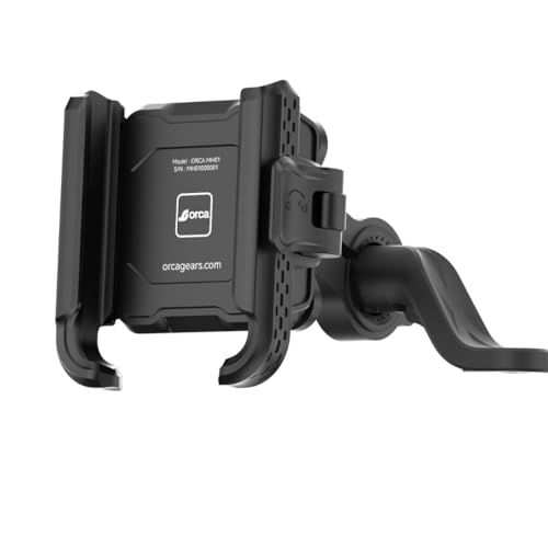 Image of ORCA M21 Pro Plus Waterproof Bike Phone Mount | Quad-Shock Vibration Dampener | Quick Release | 360 Rotatable Secure Handlebar Mobile Holder for Motorcycle & Scooter | Fits 4.7-7.2 inch Phones
