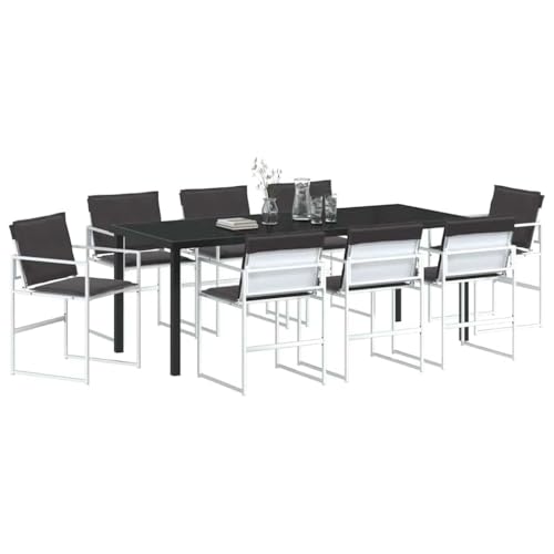 Salon de jardin 9 pièces grande table en acier durable pour balcon