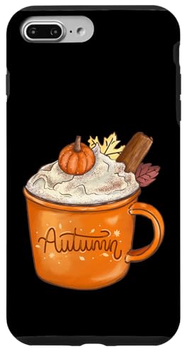 秋 カップ チョコレート コーヒー かぼちゃ シナモン クリーム リーフ ギフト スマホケース iPhone 7 Plus/8 Plus 用