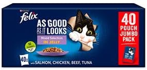 Felix Wet Cat Adult Food AGAIL Mixed Selection in Jelly 40 Pack