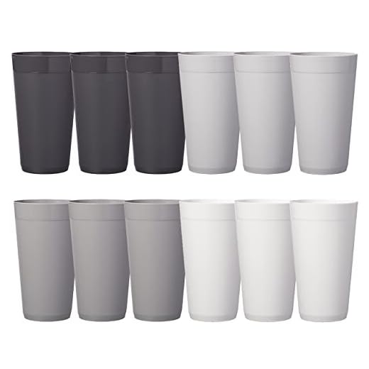 US Acrylic Newport 20 ounce Unbreakable Plastic Stackable Water Tumblers in Grey Stone | Set of 12 Drinking Cups | Reusable, BPA-free, Made in the USA, Top-rack Dishwasher and Microwave Safe