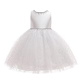 Weileenice White Flower Girl Dress Sequin Tulle 6 7 Toddler Communion Dedication Church Bridesmaid Pageant Ball Gown Rhinestone Kids Vintage Graduation Ceremony Beauty Contest Puffy Dresses Recital