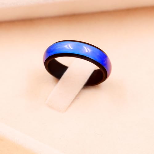 Temperature Changing Mood Ring for Men and Women, Stainless Steel Durable Wedding Band, Waterproof Couple Jewellry, Sporty Design Gift Y18544