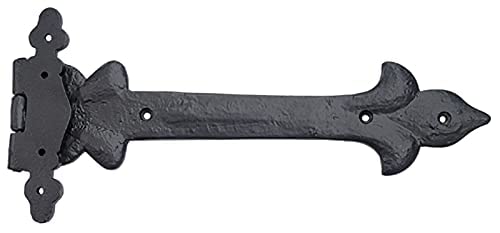 Image of Adonai Hardware Adonijah Antique Cast Iron Strap T Hinge (12 inch X 2 Pack, Matte Black) for Barn Doors, Gates, Shutters, Garages, Wooden Box, Fences, Sheds, Furniture, Chest and Trunks