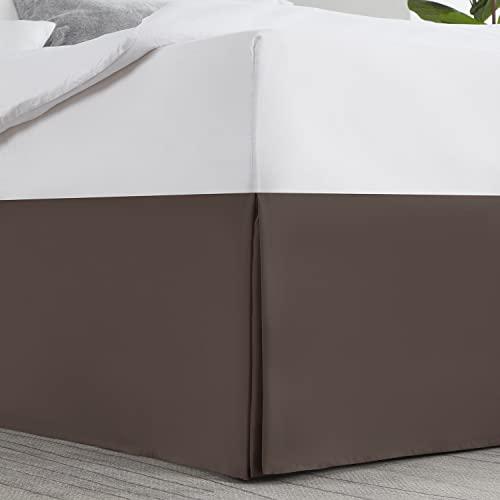 Image of Nestl Dark Brown Full XL Bed Skirt - Full XL Size Bed Skirt 14 Inch Drop - Brushed Microfiber Bed Skirts - Hotel Quality Pleated Bed Skirt - Shrinkage & Fade Resistant