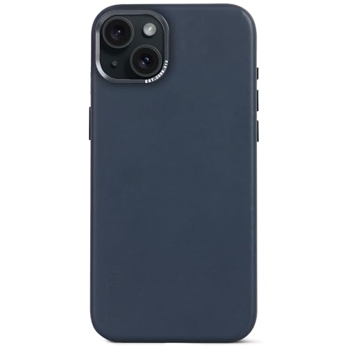 Coque cuir iPhone 15 Plus MagSafe DECODED Navy - Protection arrière de smartphone